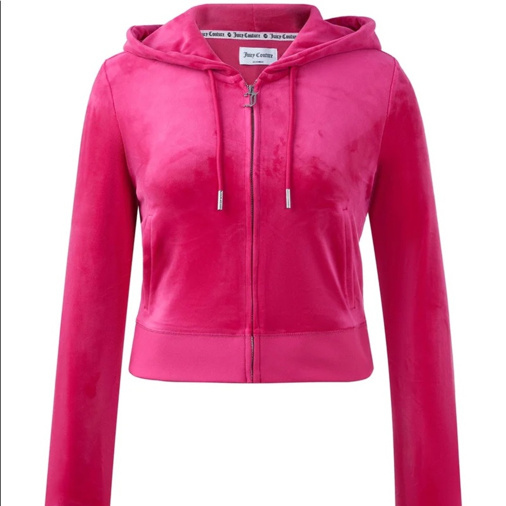 Juicy Couture OG BIG BLING VELOUR HOODIE Hot Pink - Picture 5 of 8